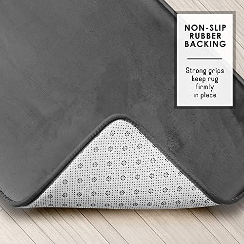 Clara Clark Bathroom Rugs, Velvet Memory Foam Bath Mat, Non-Slip, Machine Washable Bath Rugs - Dries Quickly, Ultra Soft Plush Bath Mats for Bathroom, 20 x 24, Grey - Image 5
