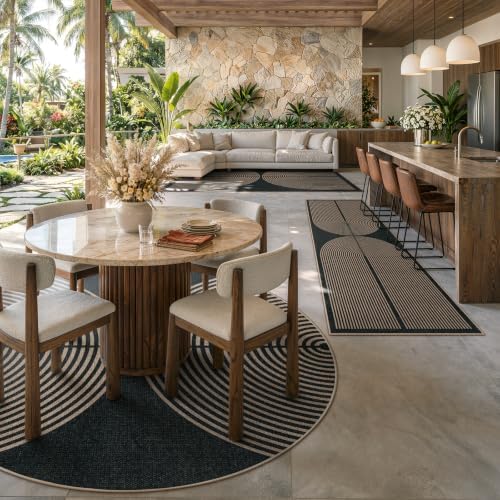 Lahome Modern Rainbow Round Rug 6ft, Easy Jute Circle Outdoor Rug - Image 4