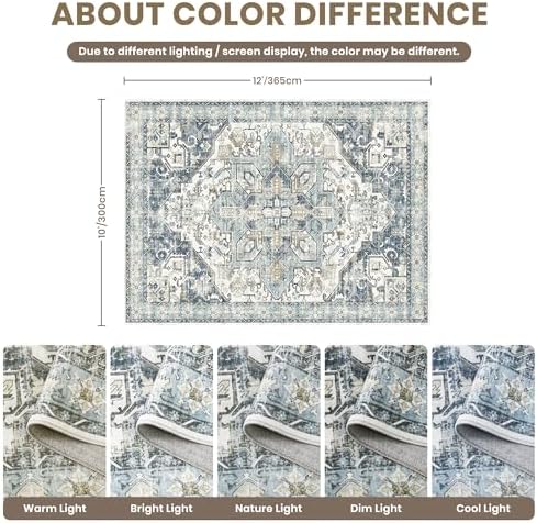 zesthome 10x12 Area Rugs for Living Room,Large Washable Rug,Blue - Image 2