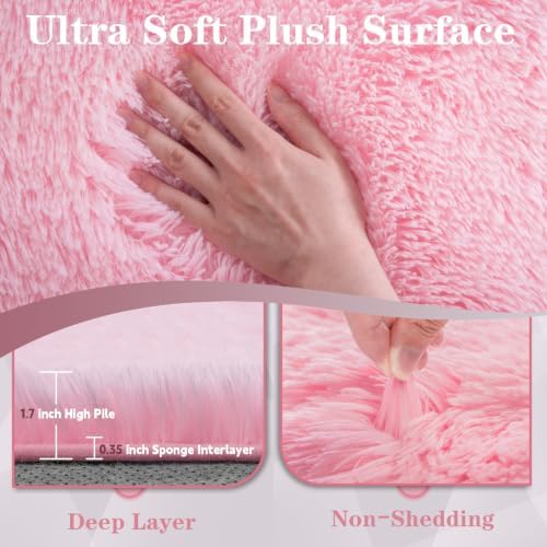 8x10 Area Rugs for Living Room: Soft Pink Fluffy Rug Shag Washable Rug Plush Fuzzy Indoor Carpet for Bedroom Nursery Playroom Girls Boys Kids Room (Pink, 8'x10') - Image 6