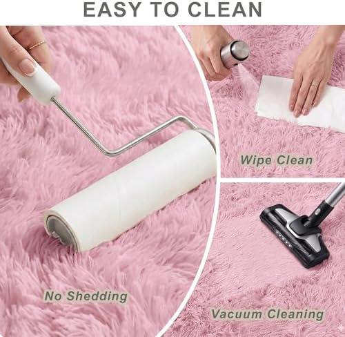 Light Pink Fluffy Area Rug 5x8 Ft, Washable for Living Room - Image 5