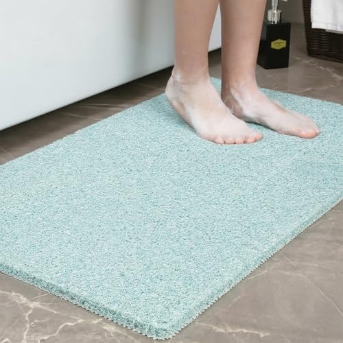 0.6" Extra Thick Non Slip Shower Mat, PVC Loofah Shower Mat with Drain, Quick Drying Bath Mat for Inside Shower, Bathtub Mats Foot Scrubber for Elderly, Bathroom, Kitchen, Wet Areas, 27x16 Inches by Rzoysia