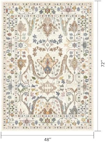 Area Rug Living Room Rugs 4×6 Washable Floral Rug - Image 2