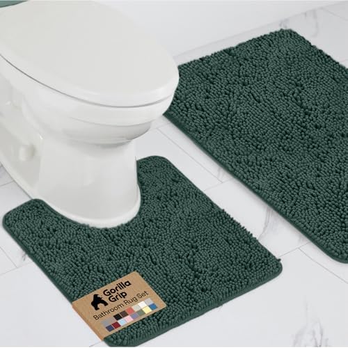 GORILLA GRIP Bathroom Area Rug Sets 2 Piece, Soft Chenille, 30x20 Green by GorillaGrip