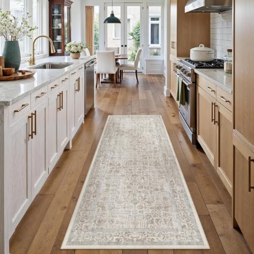 PureCozy Taupe Runner Rug 2x4 Vintage Floral by PureCozy