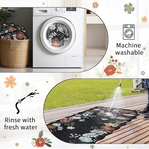 Homcomoda Kitchen Mats for Floor 3PC, Floral Washable Kitchen Rugs Non Slip Cushioned Comfort Standing Mat 20 "x32+20 "x47+20 "x59 - Image 6