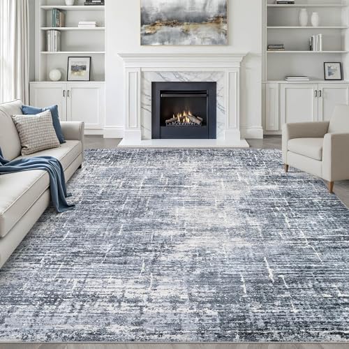 LOONGRUG 7x10 Area Rug Washable Neutral Modern Living Room Rug Navy Blue by LOONGRUG