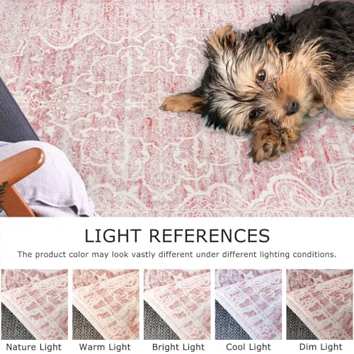 KUTA Vintage Washable Runner Rug, 2x6 Pink Runners for Hallways - Image 6