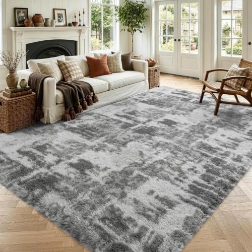 4x6 Grey Fluffy Soft Area Rug Non-Slip for Bedroom Living Room Playroom by ModernHomeDecor