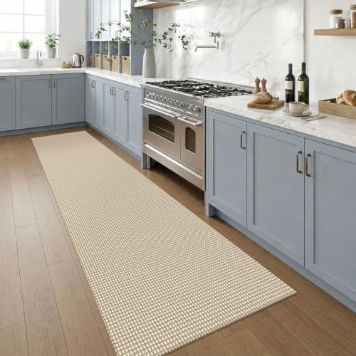 KOZYFLY Cotton Runners for Hallway 2.5'x8', Washable Runner Rug, Woven Non Slip Kitchen Runner, Braided Entryway Rug, Floor Carpet for Foyer, Bedroom, Hall, Oatmeal Beige - Image 2