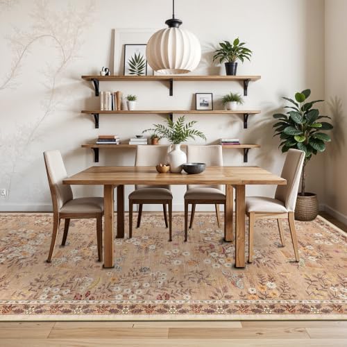 5x12 Rugs for Wide Hallway Thin Washable Runner Rug Apricot - Image 3