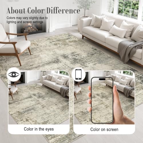 Area Rug Living Room: 6x6 Modern Washable Soft Carpet Ash Brown - Image 6