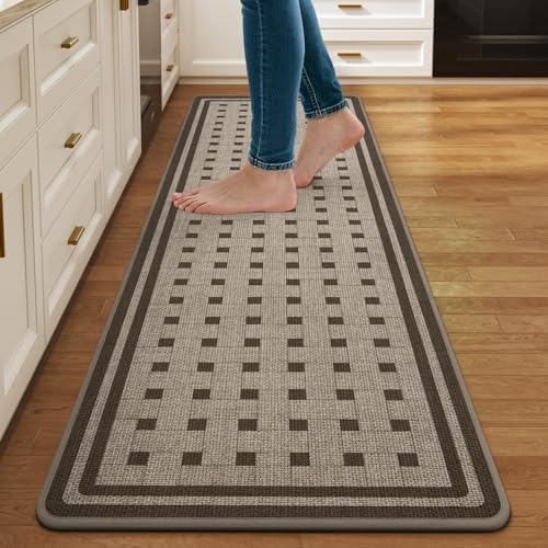 Kitchen Mats for Floor, Non Slip Kitchen Rugs, 17x59 Brown by QiCaiJia