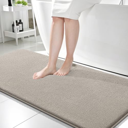 OLANLY Memory Foam Bathroom Runner Rugs 59x24, Long Bath Mats, Warm Taupe by OLANLY