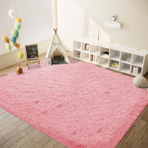 6x9 Area Rug for Living Room: Fluffy Shag Soft Washable Rugs Large Fuzzy Plush Indoor Carpet for Bedroom Nursery Playroom Kids Girls Boys Room (Pink, 6'x9') - Image 5