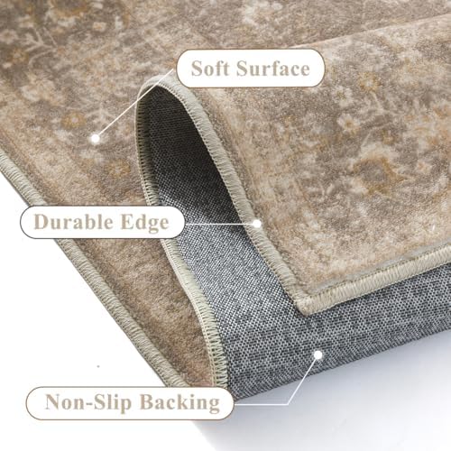 PureCozy 2x10 Deep Brown Runner Rug Washable Hallway Non Slip Kitchen - Image 5