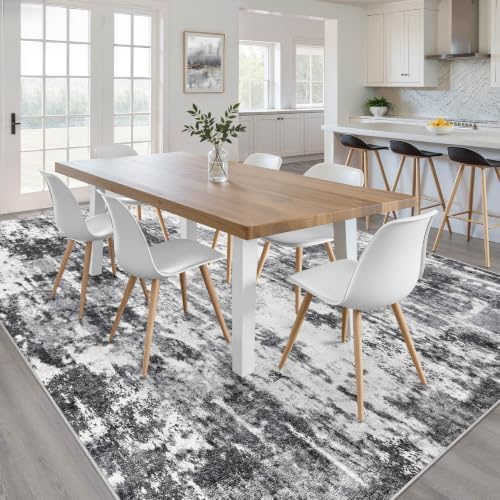 LOONGRUG 9x12 Area Rug Washable Neutral Modern Living Room Rug Black White - Image 5