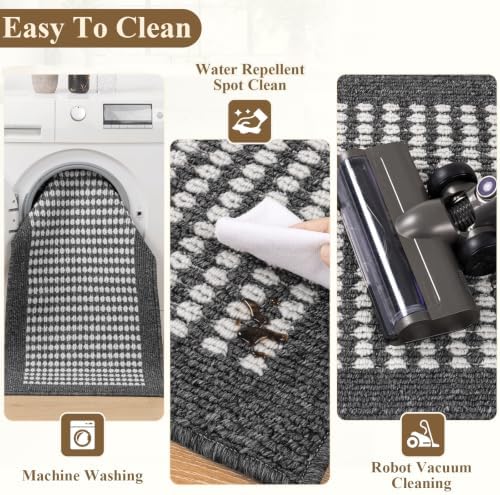 Ileading Kitchen Mat Sets 3 Piece Washable Grey Kitchen Floor Runner Rugs - Image 5