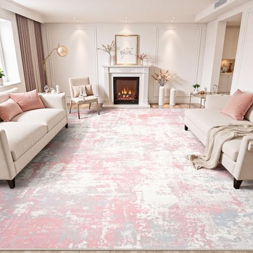 Rugflix 8x10 Area Rugs for Bedroom, Washable Pink Large Rug - Image 2