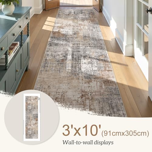 DMOYEST 3x10 Washable Runner Rug for Hallway: Soft Neutral Modern Abstract Low Pile Rug Indoor - Carpet for Bedroom Dining Room Kitchen Entryway - Grey Brown - Image 6