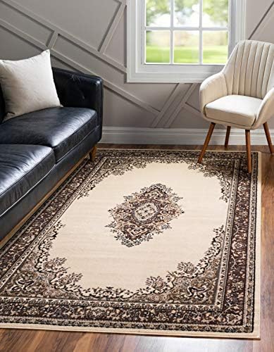 Unique Loom Reza Collection Traditional Persian Style Area Rug, 6 x 9 ft, Ivory/Brown by UniqueLoom