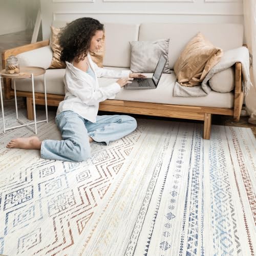Tortania Area Rug Living Room Rugs- 6x9 Washable Large Soft Neutral Boho Moroccan Bohemian Farmhouse Rug Indoor Floor Carpet for Bedroom Under Dining Table Home Office Decor - Multicolor - Image 7