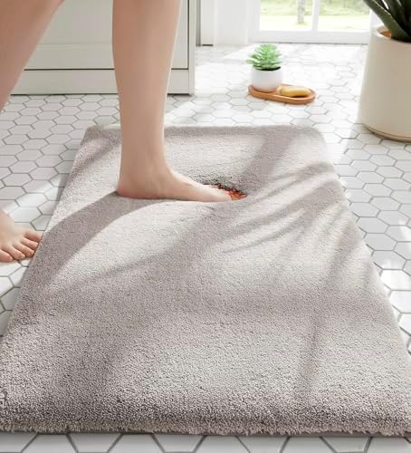 MINIDEAR Bathroom Rugs 24x17 Tan - Thick Memory Foam Bath Mat, Ultra Soft & Plush Fluffy, Non-Slip, Quick Dry, Absorbent Washable Floor Microfiber Mat for Tub, Home Decor Accessories by MINIDEAR