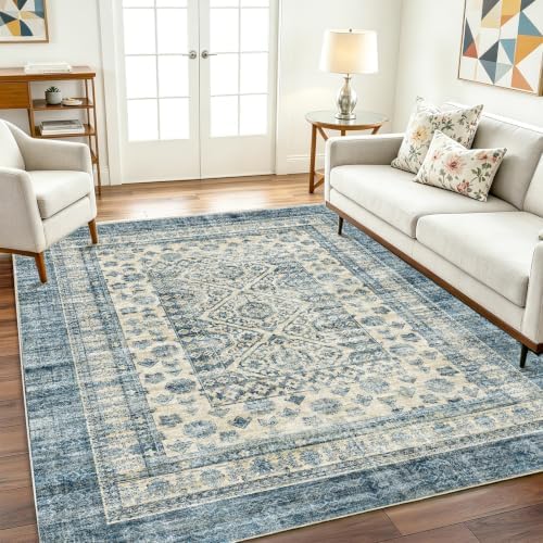 CHAMPLANT Washable Area Rug 10'x14' Boho Design Non-Shedding Easy Care Ideal for High Traffic Areas in Living Room Bedroom Office Coffee Table Kitchen Large Carpet - Image 2