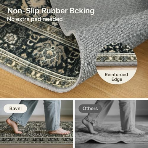 Bavni 8x10 Washable Area Rug Non Slip for Living Room, Black - Image 4