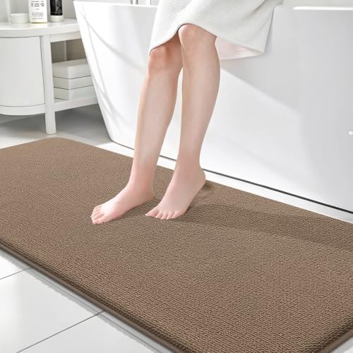 OLANLY Memory Foam Bathroom Runner Rugs 70x24, Absorbent Long Mat, Mocha by OLANLY
