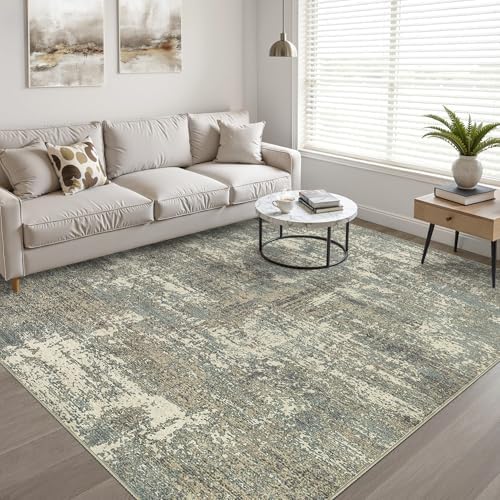 LOONGRUG 9x12 Area Rug Washable Neutral Modern Living Room Rug Green Brown - Image 6