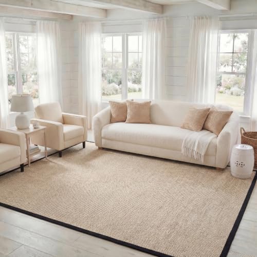 SAFAVIEH Natural Fiber Area Rug 8x10 Large Textured, Marble & Black NF143A by Unknown
