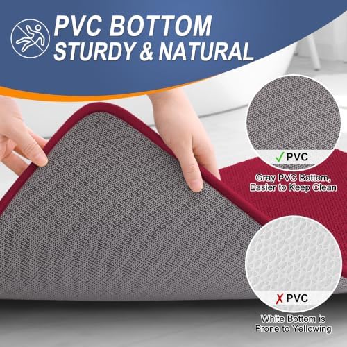OLANLY Memory Foam Bathroom Runner Rugs 47x24, Absorbent Long Mat, Burgundy - Image 4