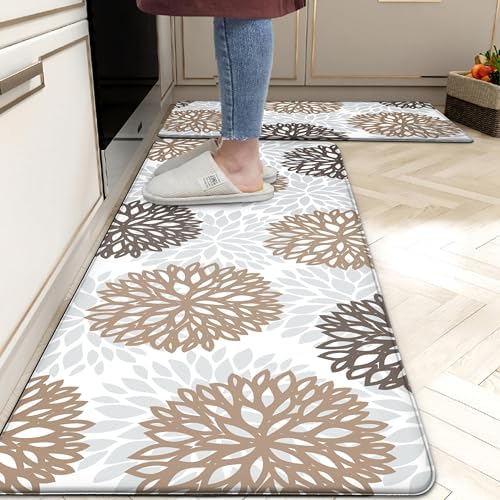 Kitchen Mats Set of 2 Cushioned Anti Fatigue Kitchen Rugs Non Slip Waterproof Kitchen Runner Memory Foam Kitchen Floor Mat Comfort Standing Mat for Sink,Office,Laundry by tubeamin