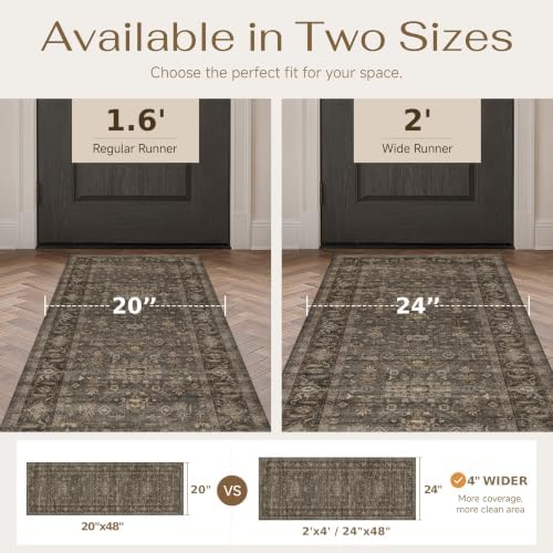 3 Piece Dark Brown Vintage Kitchen Rug Set - Image 3