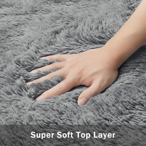 9x12 Area Rug for Living Room,Light Gray Fluffy Shag Non-Slip Bedroom Rugs - Image 7