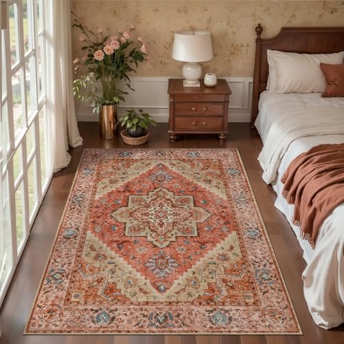 Tangsoo Boho 3x5 Rug, Washable Non Slip Accent Rugs for Entryway Terracotta - Image 2