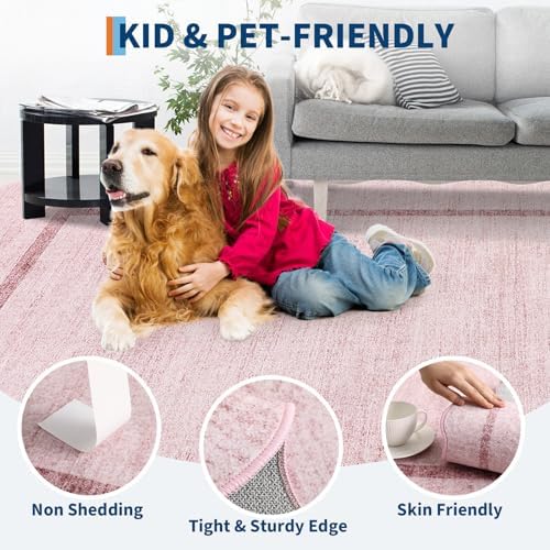 GarveeHome Scalloped Washable Runner Rug 2x8 Non Slip Kitchen Runner, Pink - Image 7