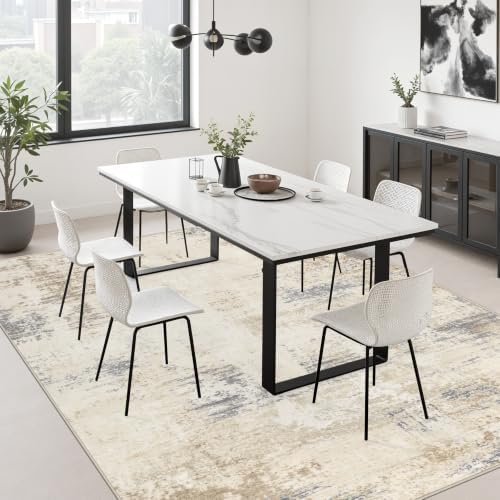 10x12 Area Rug Living Room: Modern Washable Soft Carpet Beige Brown - Image 4