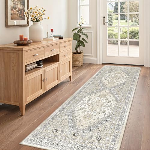 zesthome 2x6 Runner Rug Non Slip,Washable Hallway Runner Rug,Beige - Image 3
