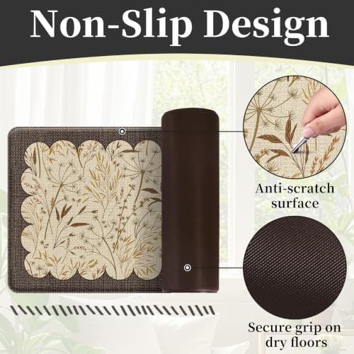 3PCS Vintage Anti-Fatigue Kitchen Mats, Non-Slip Waterproof Rugs for Floor - Image 5