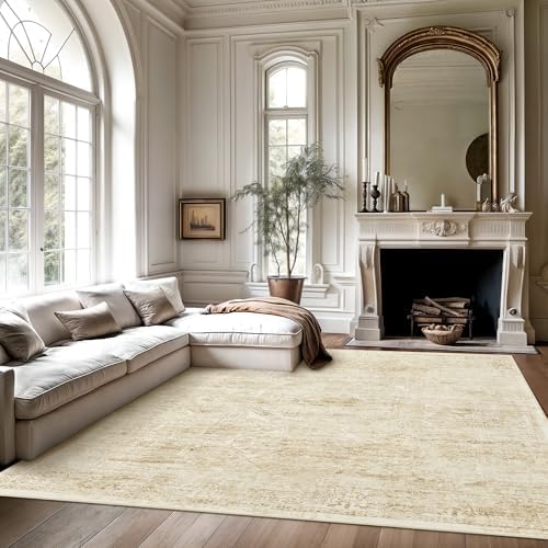 Soalmost Washable Area Rug 9x12 Large Soft Living Room Rugs Beige/Ivory - Image 7