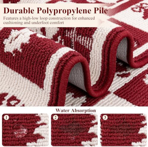 U'Artlines Christmas Red Kitchen Rugs and Mats Set of 3,20x32+20x48+20x59 - Image 3