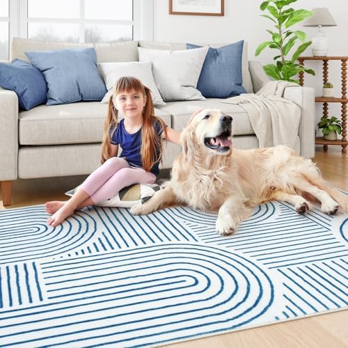 Lahome Abstract Washable Rugs, 4x6 Blue Rug for Bedroom Nursery Living Room - Image 6