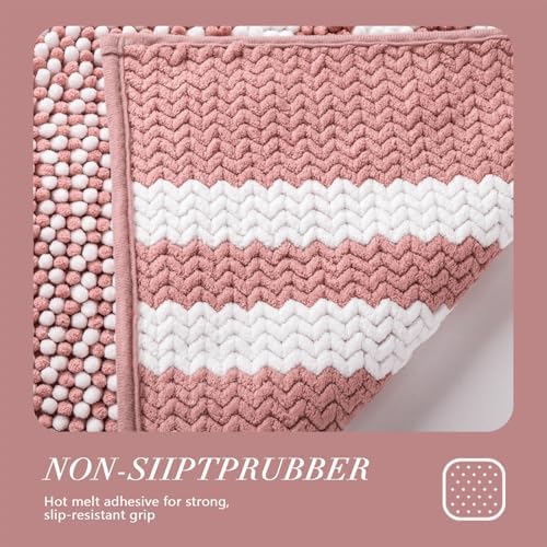 BSICPRO Bathroom Rugs, 20x32 Chenille Bath Mats, Dusty Pink - Image 4