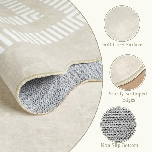 Area Rugs 5x7 Living Room Washable Modern Rug, Neutral Beige Soft Non Slip Rugs Ultra-Thin Indoor Carpet for Bedroom Dining Room Nursery Home Office - Image 5