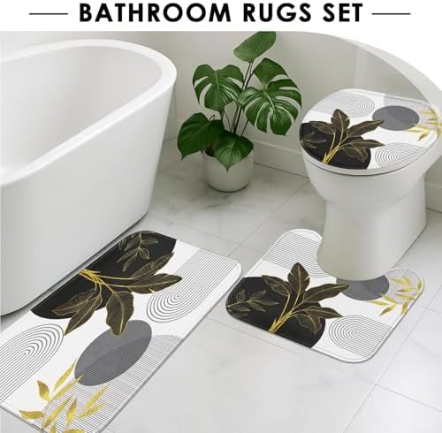 Bathroom Sets with Shower Curtain and Rugs, Set of 4, Boho Mid - Image 5
