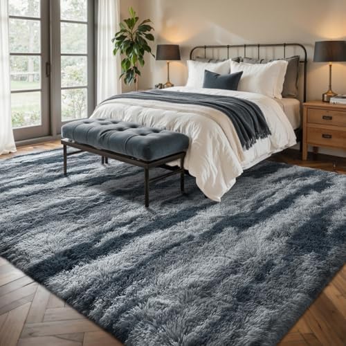 5x8 Ft Large Shag Plush Rugs for Living Room, Ultra Soft Fluffy Furry Area Rugs Non-Slip Carpet for Bedroom, Nursery, Kids Room,Dorm, Aesthetic Home Decor (Blue) - Image 3