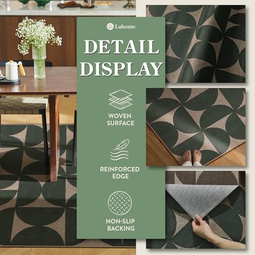 Lahome Green Easy Jute Front Porch Rug, 3x5 Semi Circle Outdoor Rug - Image 3