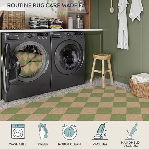 Lahome Checkered Easy Jute Hallway Runner Rug, 2x8 Outdoor Rugs Washable - Image 5